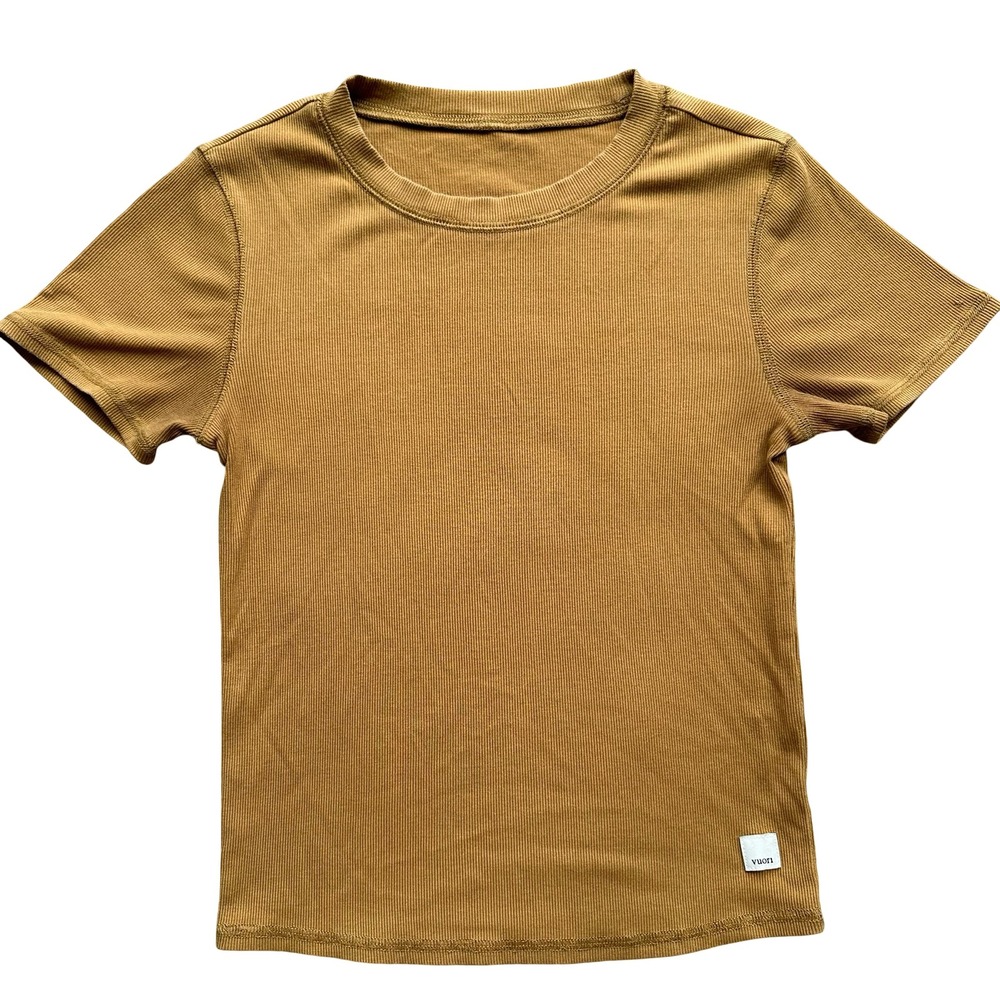 Vuori T-Shirt Size XS Brown Ribbed Knit Crew Short Sleeve Classic Pullover Tee